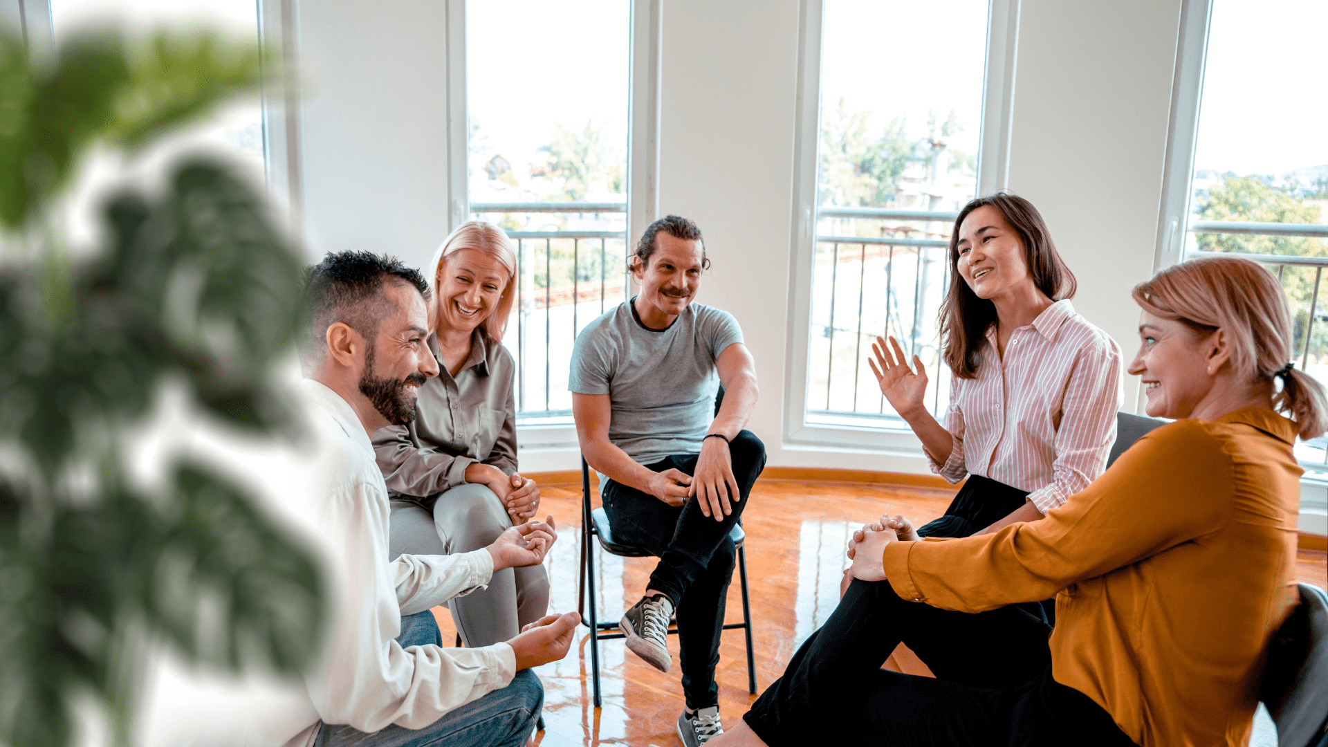 Group session using therapeutic horticulture for social workers in mental health