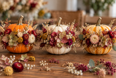 Autumn Floral Pumpkin Trio